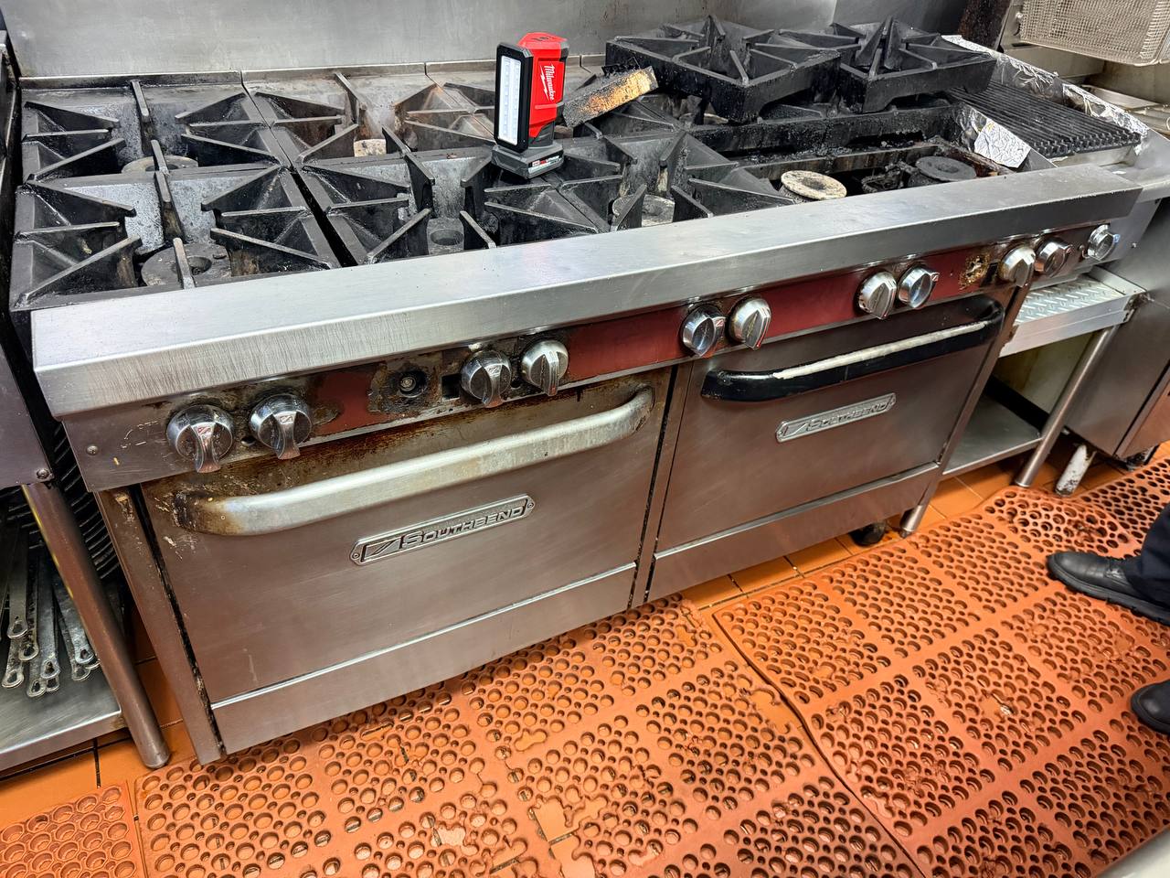 Southbend commercial ranges with oven doors and open burners